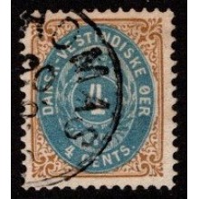 1896-06 Dansk Vestindien - AFA 7B - Tofarvet, ret ramme - Stemplet.